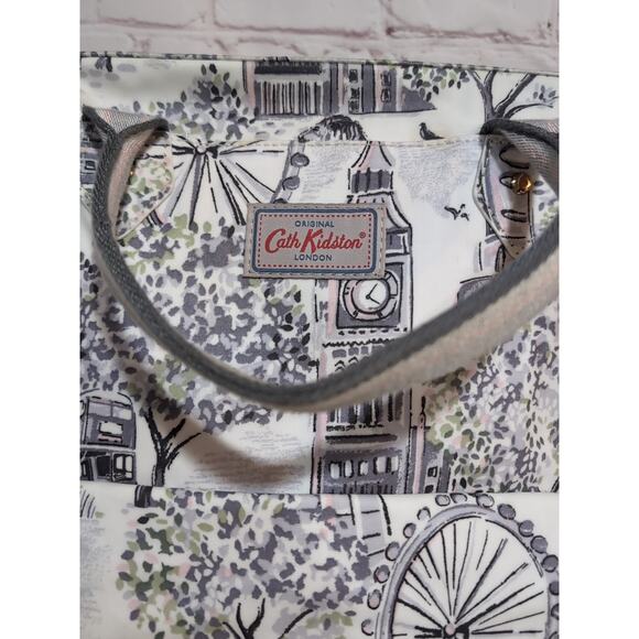 Cath Kidston London Landmark PVC Cotton Backpack Tote Bag Big Ben Print Travel - Picture 2 of 16